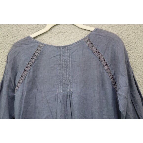 J.Jill 3/4 Sleeve Tunic-Linen Blend-Crochet-Size Small-Minimalist-Lagenlook - Picture 9 of 11